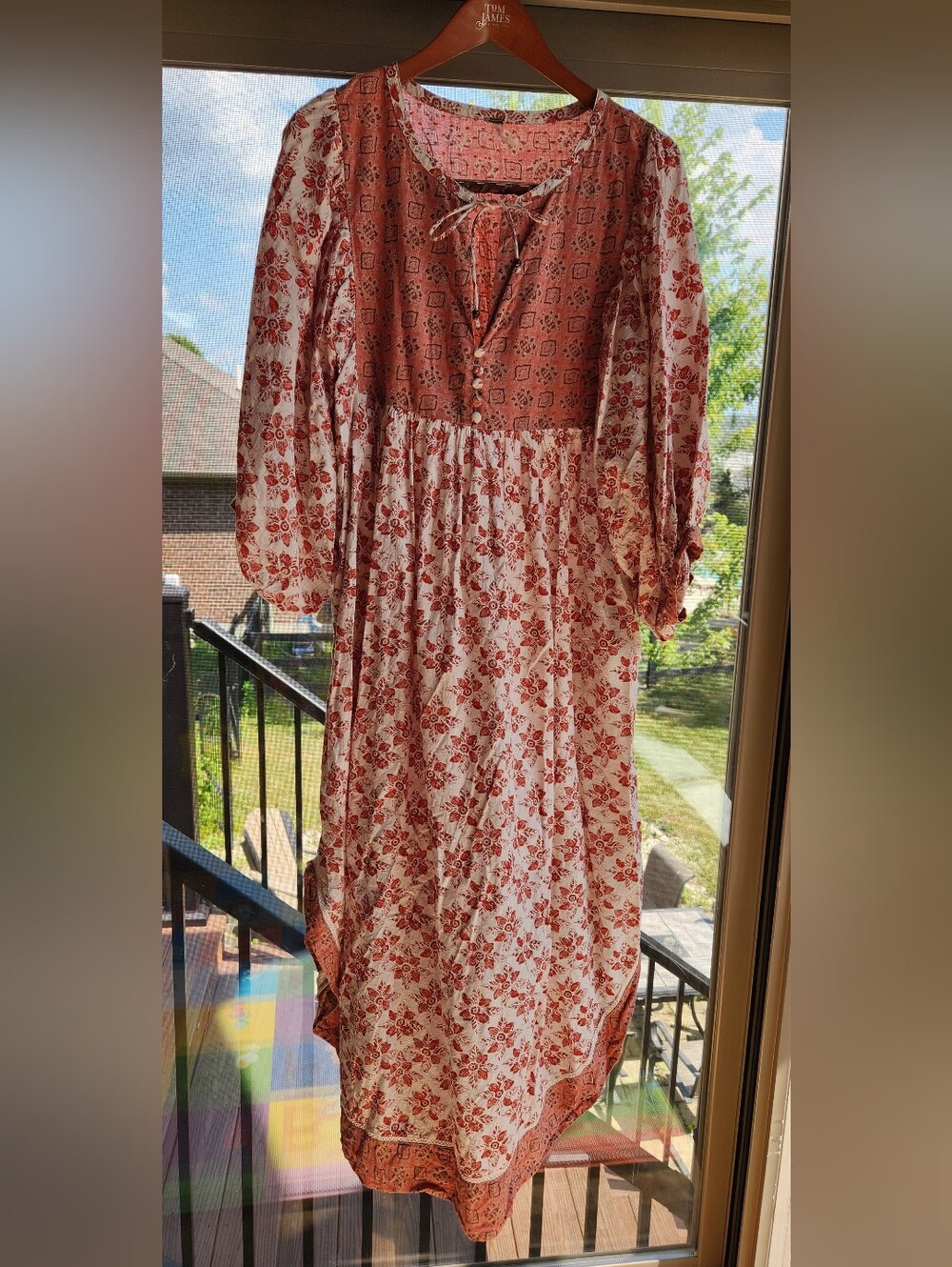 Free People Maxi Dress Size L Red Hazy Maisy Style Unique Details Firm Price - Picture 10 of 16